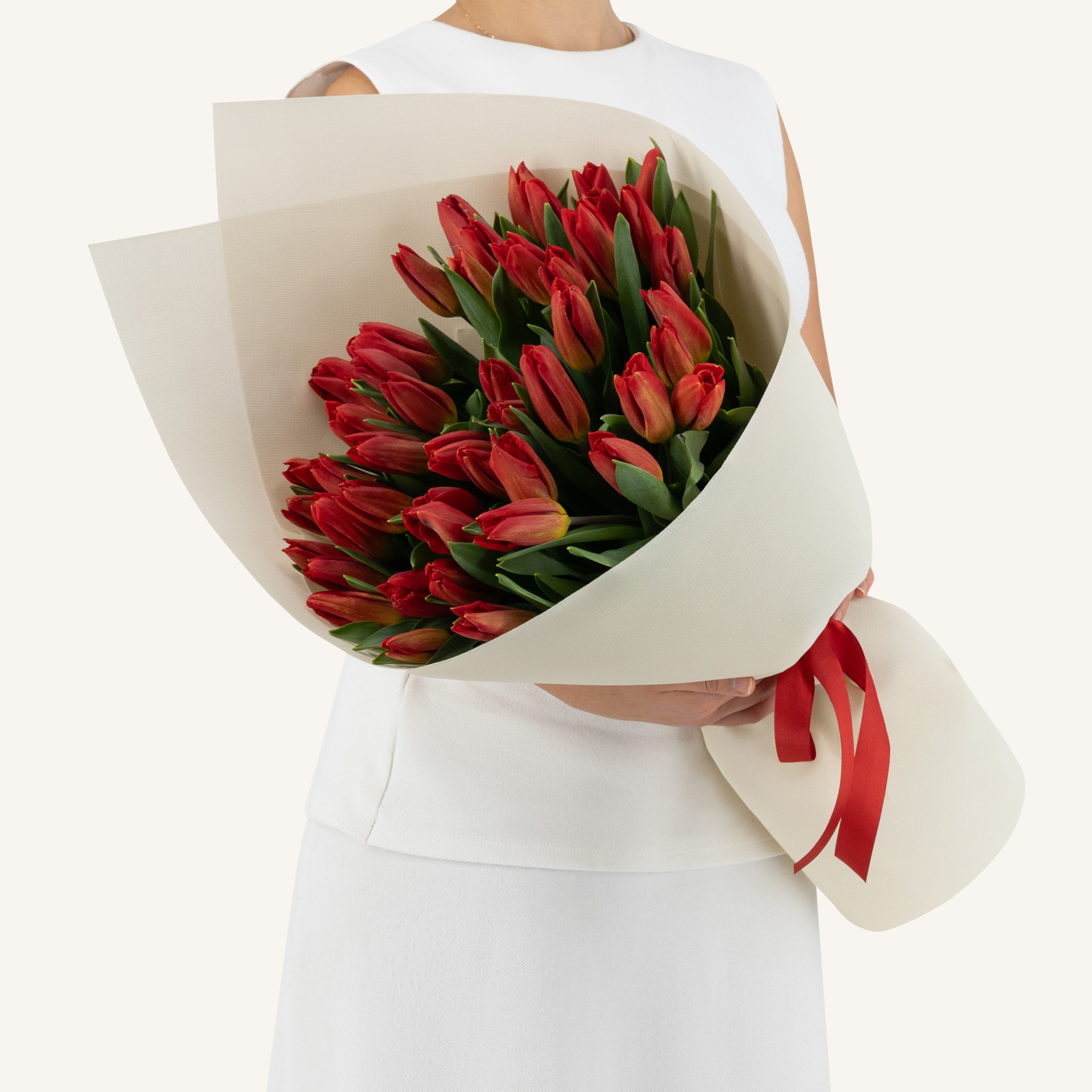 50 Red Tulips Bouquet
