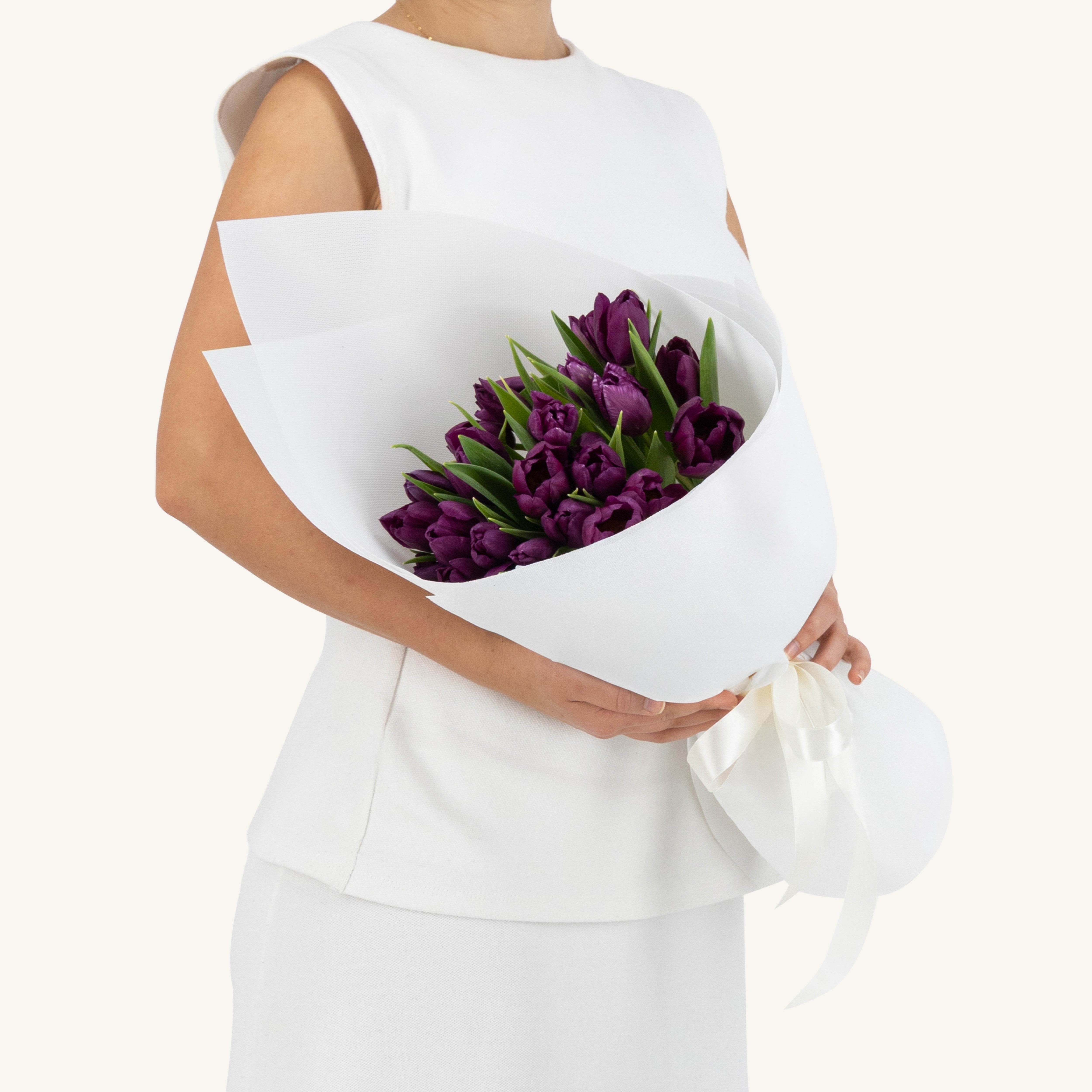 25 Purple Tulips Bouquet