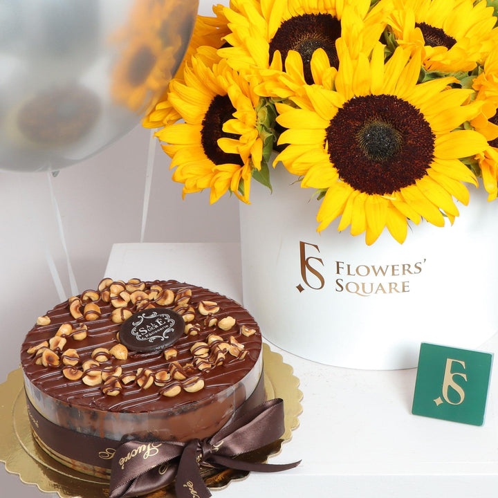 Sunflower Box, Cake and Balloons Buy online
