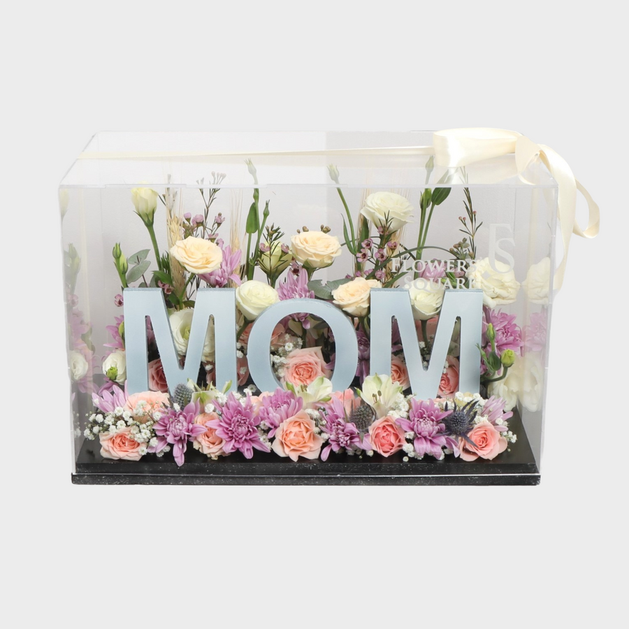Mother Acrylic Flower Box MOM(25cmx40cmx40cm)