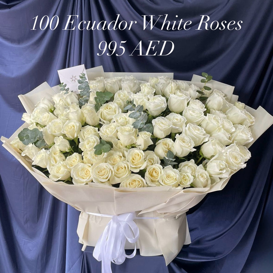 100 Ecuador White Roses