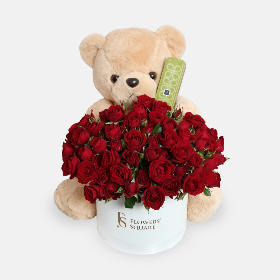 Bear Patchi Red Roses Box (60cmx45cm)