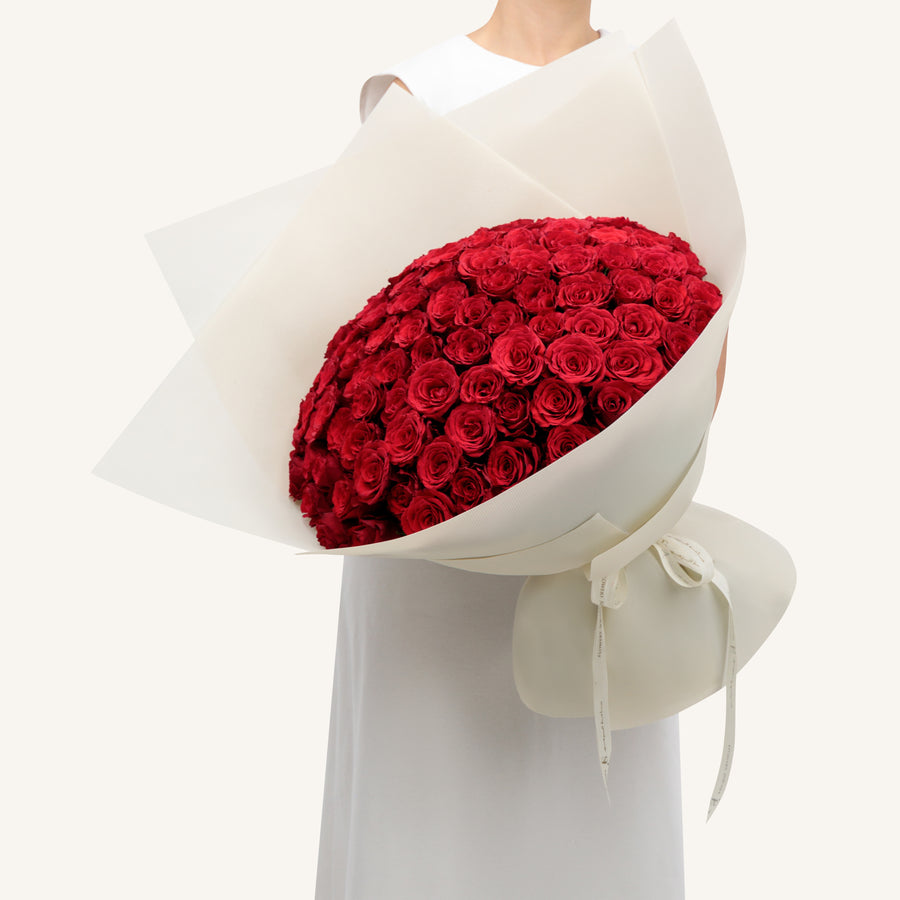 100 Red Roses Bouquet for Valentine's Day Large (Designer Item)