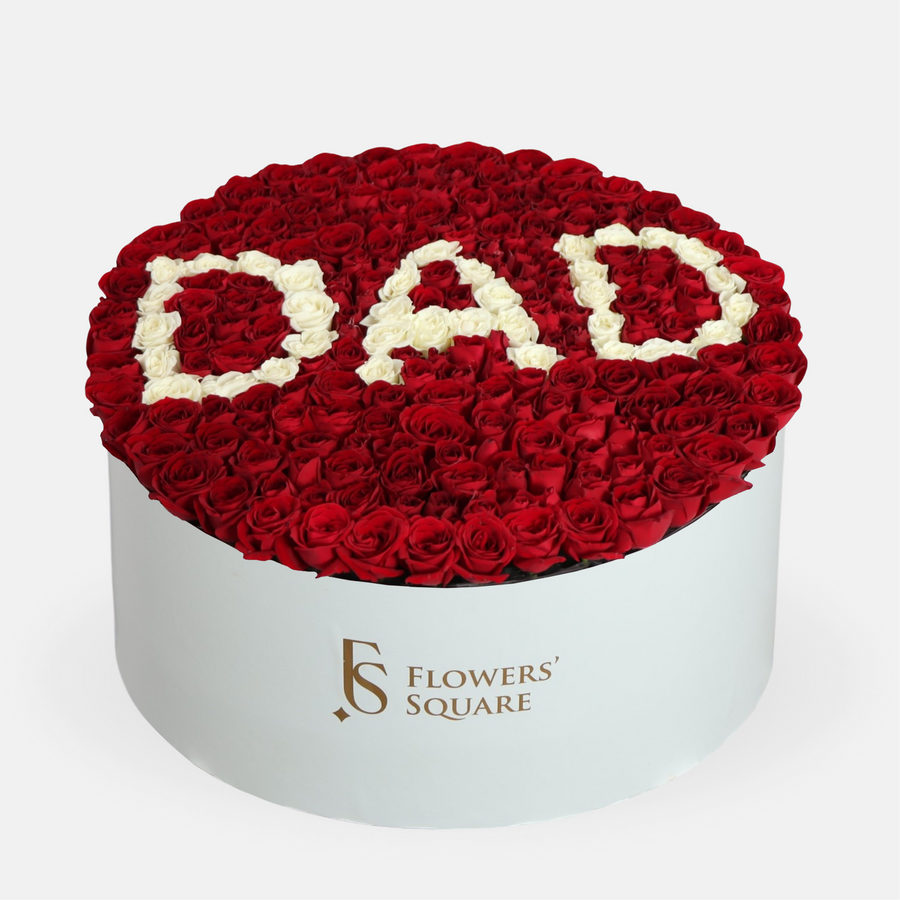 Father's Day Red Flower Box "DAD" (23cmx40cm)
