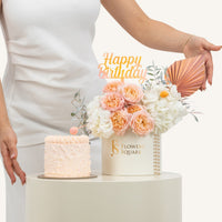 Happy Birthday Peach Flower & Cake