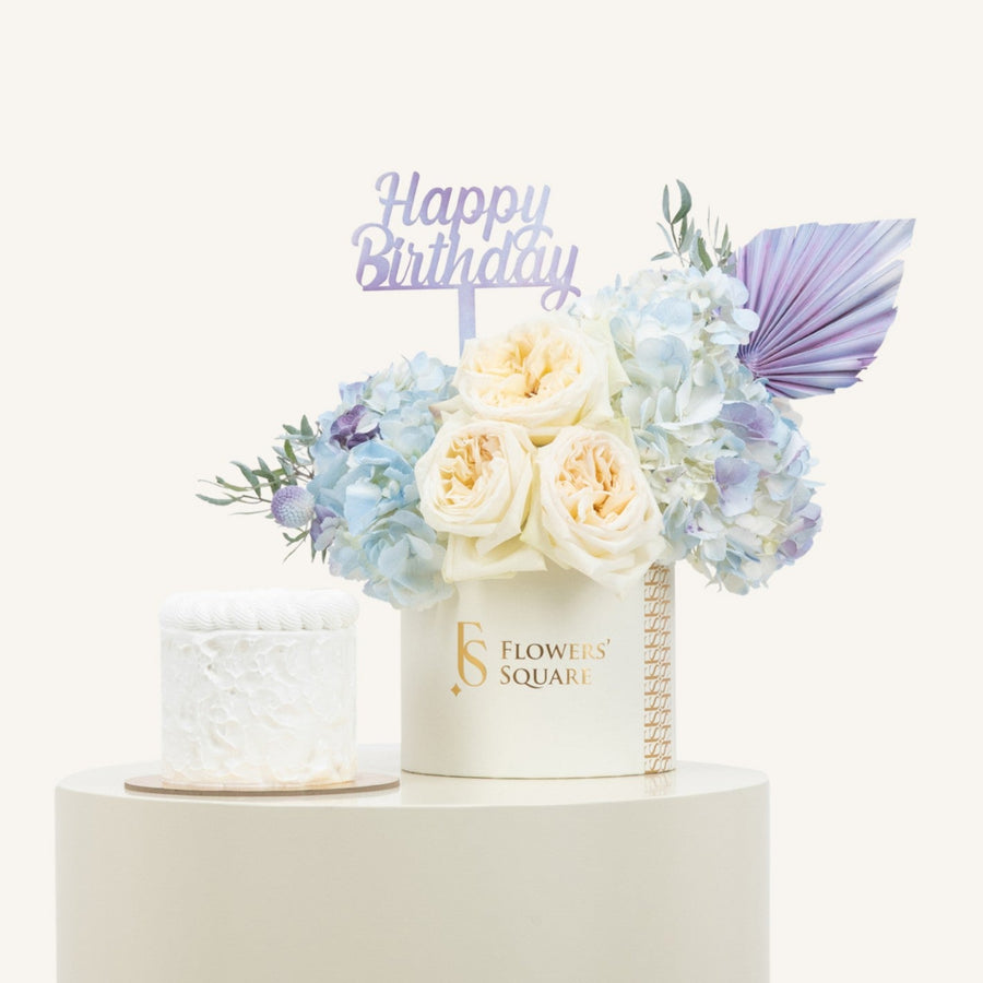 Happy Birthday Milky Way Flower & White Cake