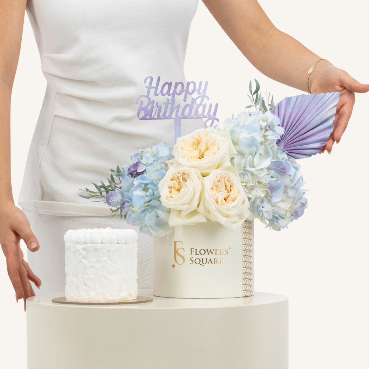 Happy Birthday Milky Way Flower & White Cake