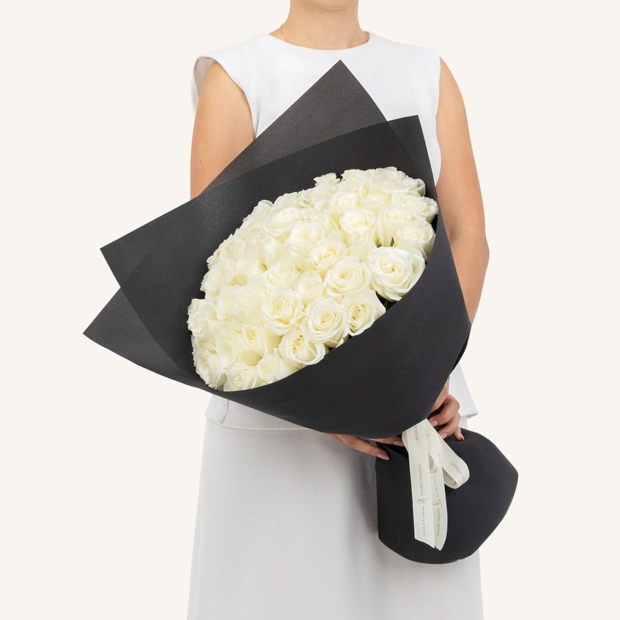 White Roses Graduation Bouquet Large