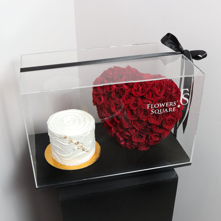 order cake and red heart in acrylic online in Dubai