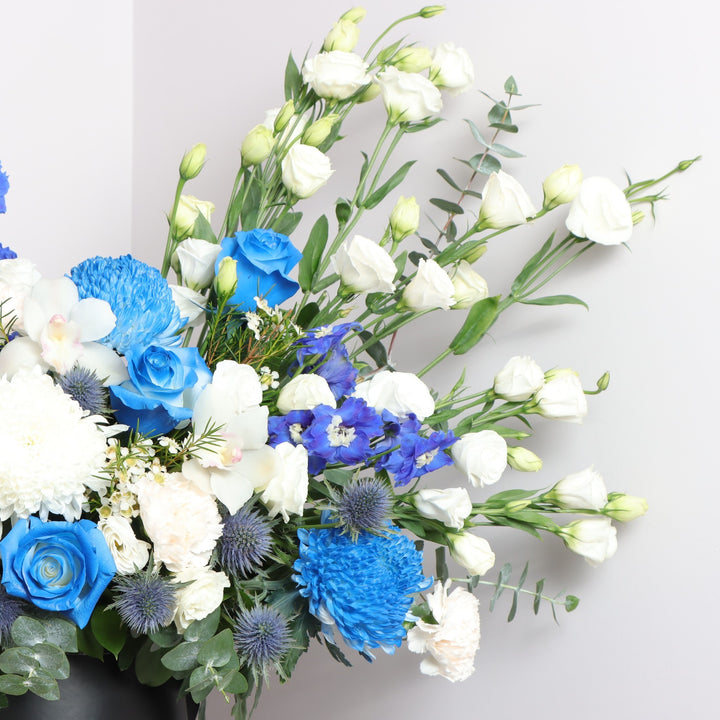 blue flower box with free delivery