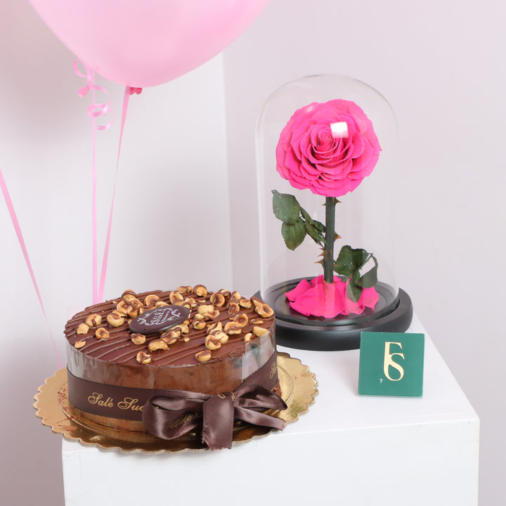 Cake with pink forever rose in FS