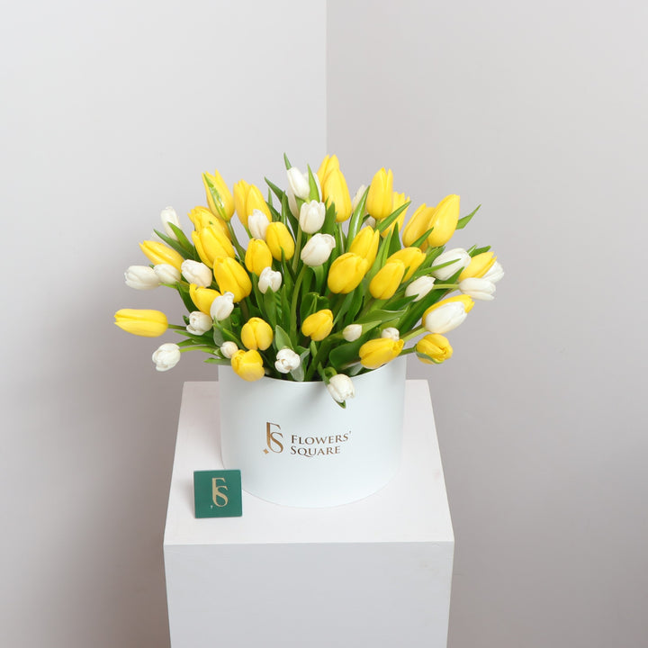 Yellow Tulips box in Flowers Square