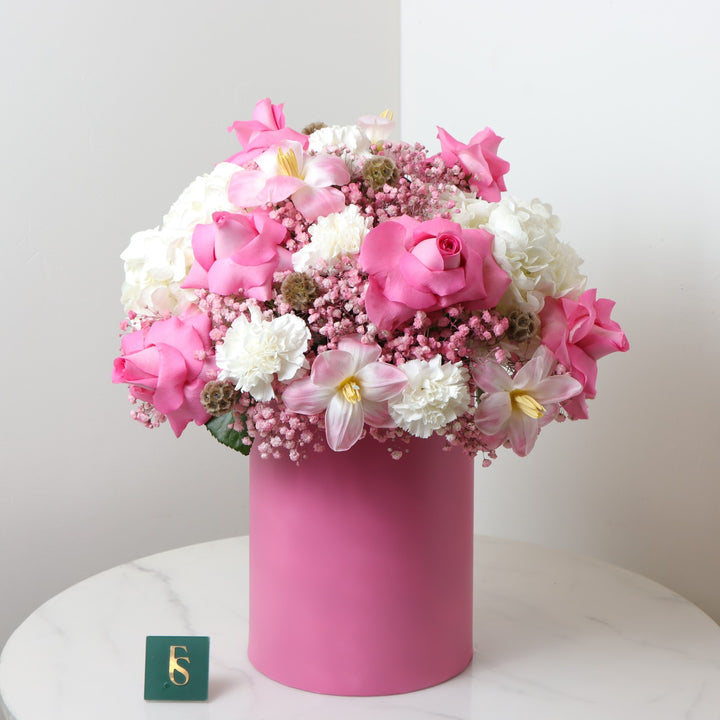 pink box valentine flowers