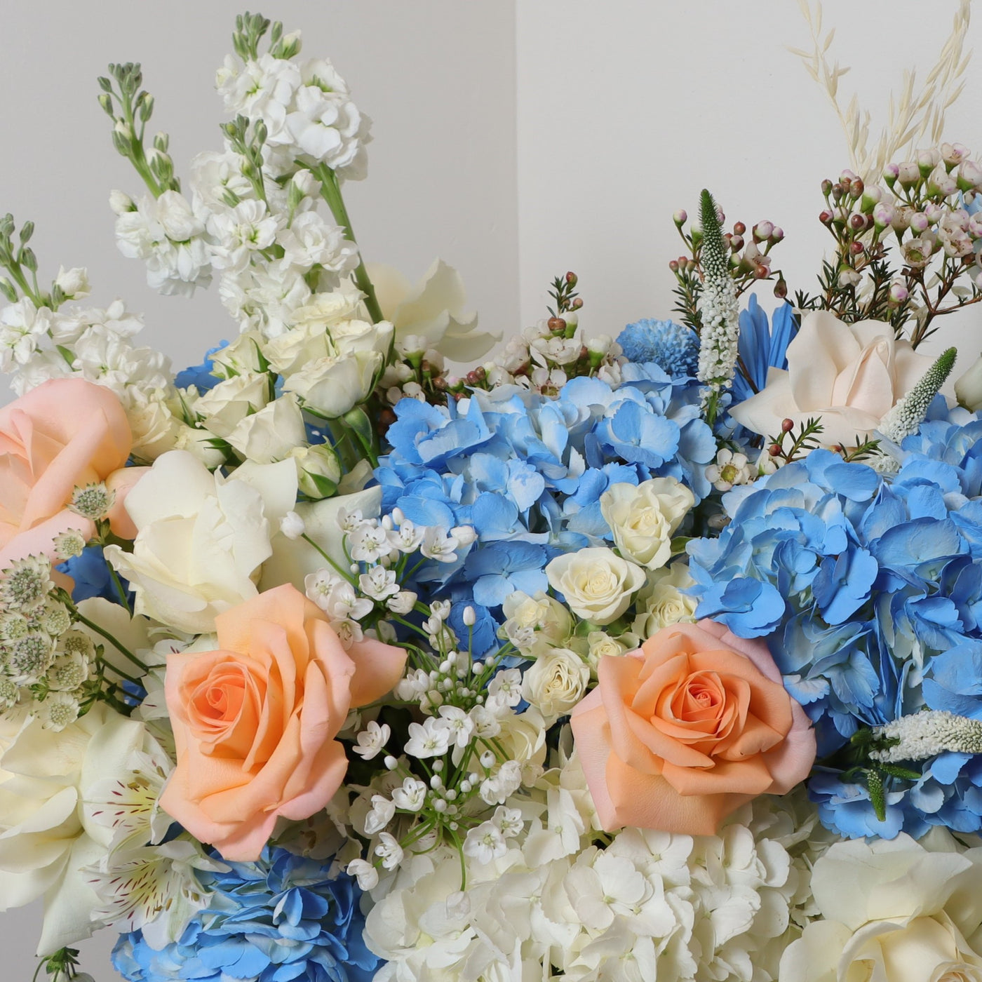 Hydrangea, Roses Flower Basket Buy online