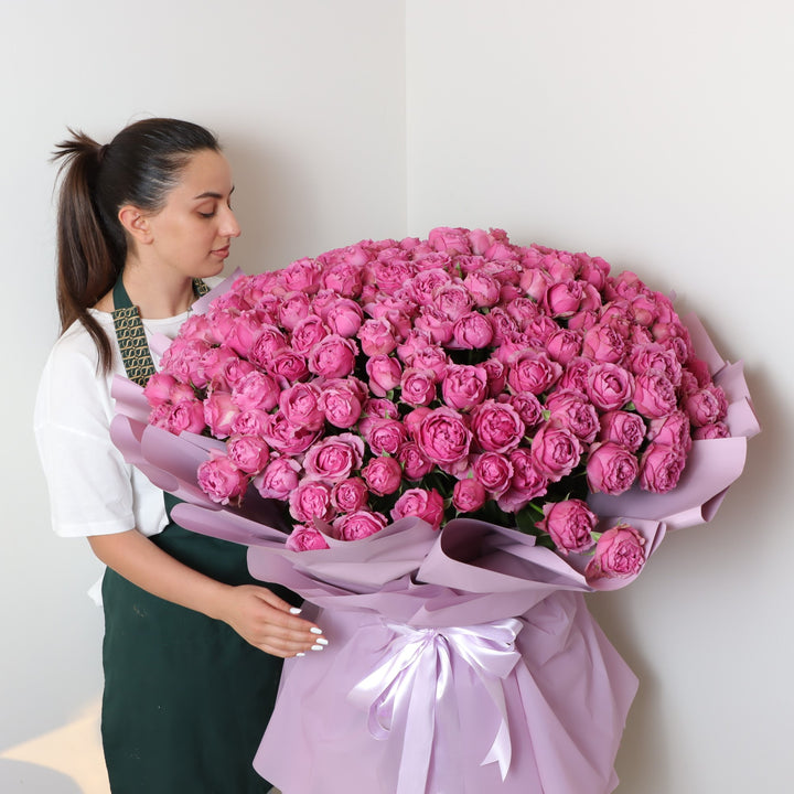 Peony roses bouquet in valentine's day near
