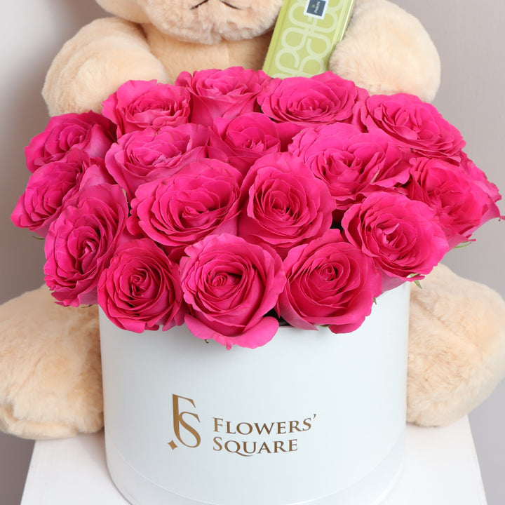 Bear Patchi Fuchsia Rose Box online Valentine