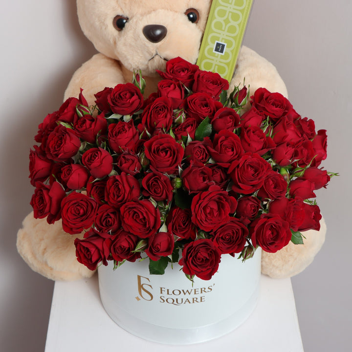 Roses Bouquet With Patchi & Teddy Dubai delivery