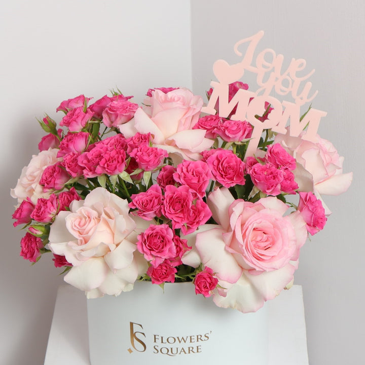 Love You Mom Pink Flower Box Buy Online