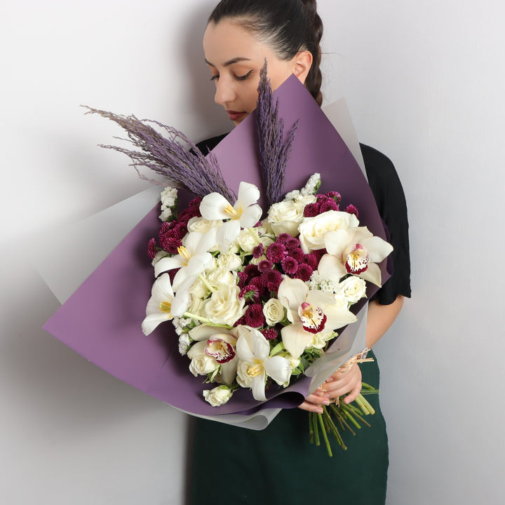 Purple & White Flowers Bouquet  in FS Shop