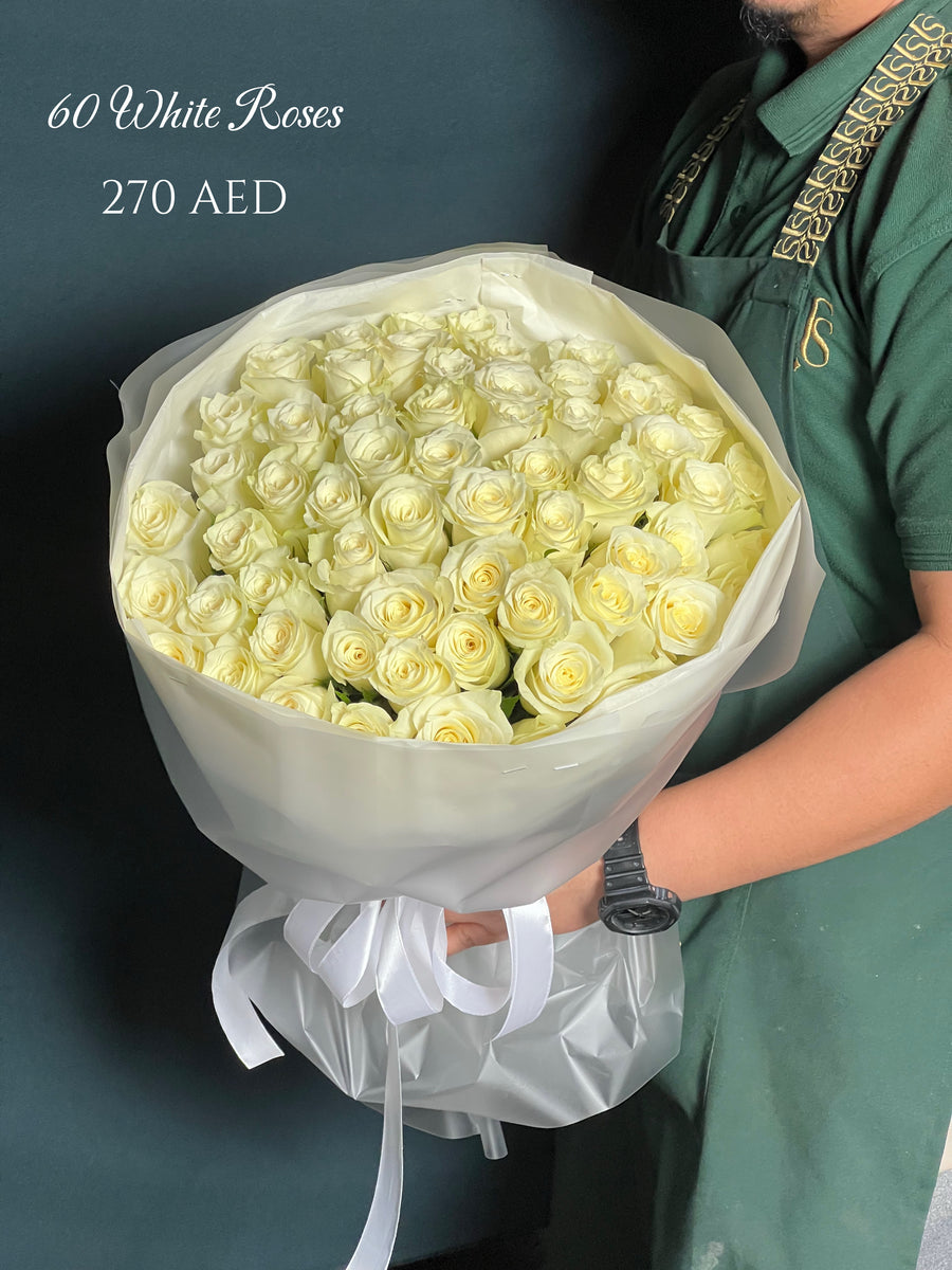 50 White Roses Bouquet