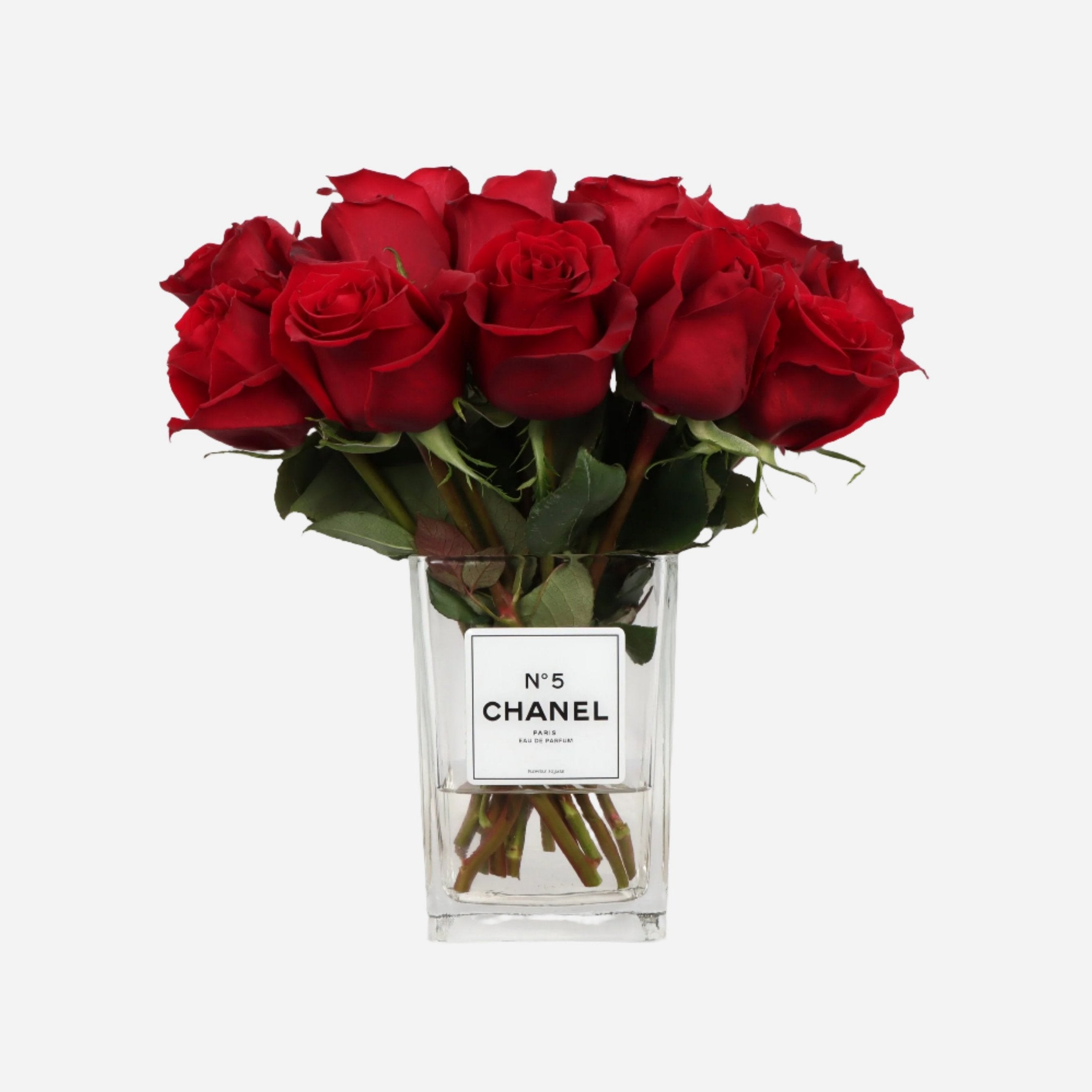 Chanel Red Rose Vase 15 Stems (35cmx30cm)