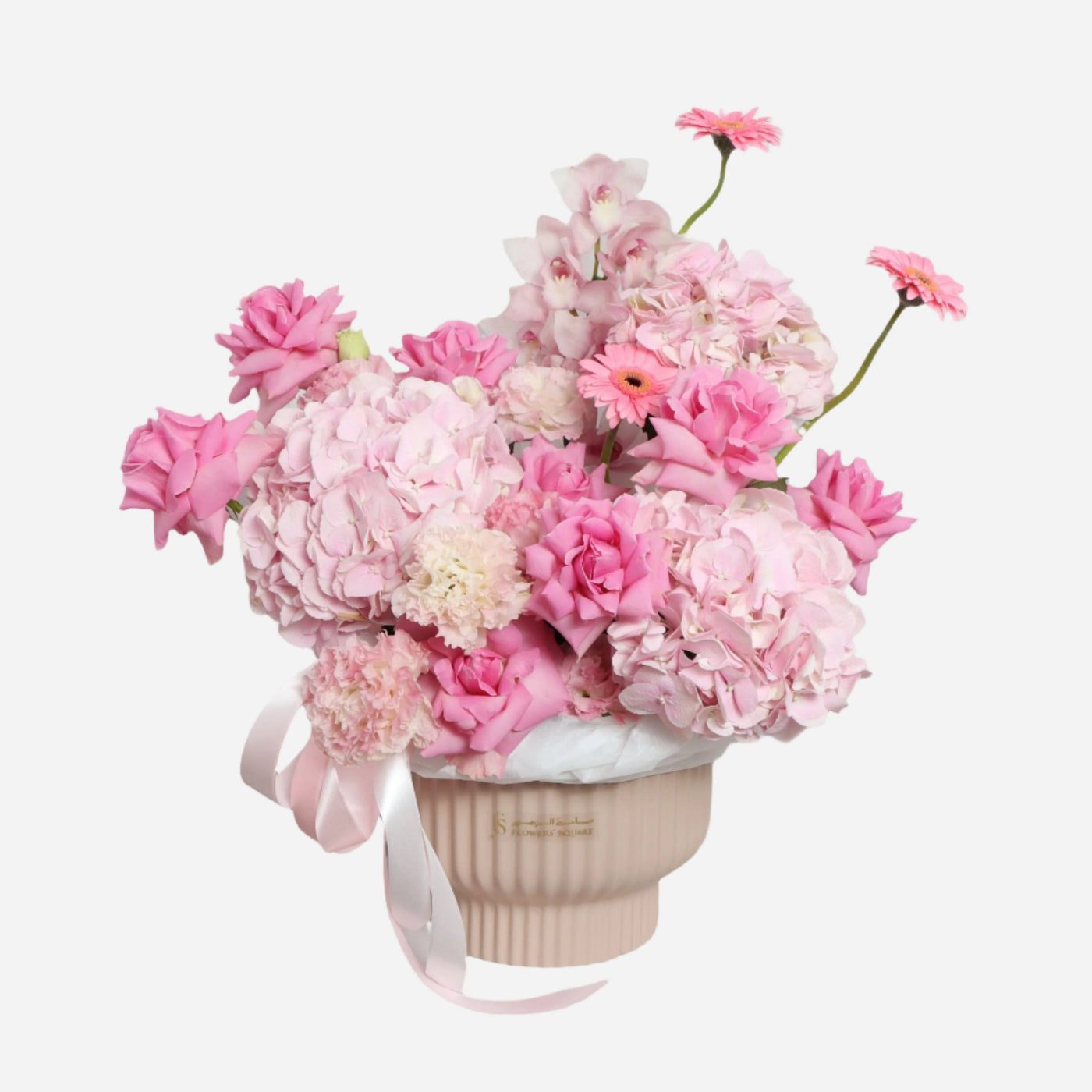 Pink Plush Flower With Vase (65cmx50cm)