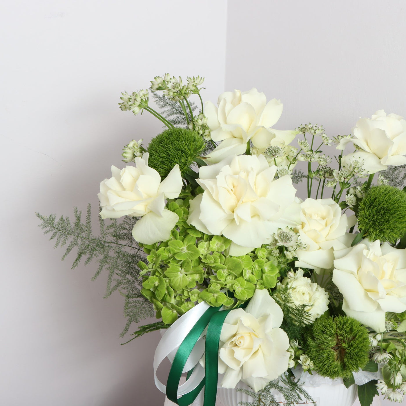 White & Green Flowers With Modern Vase (50cmx40cm)