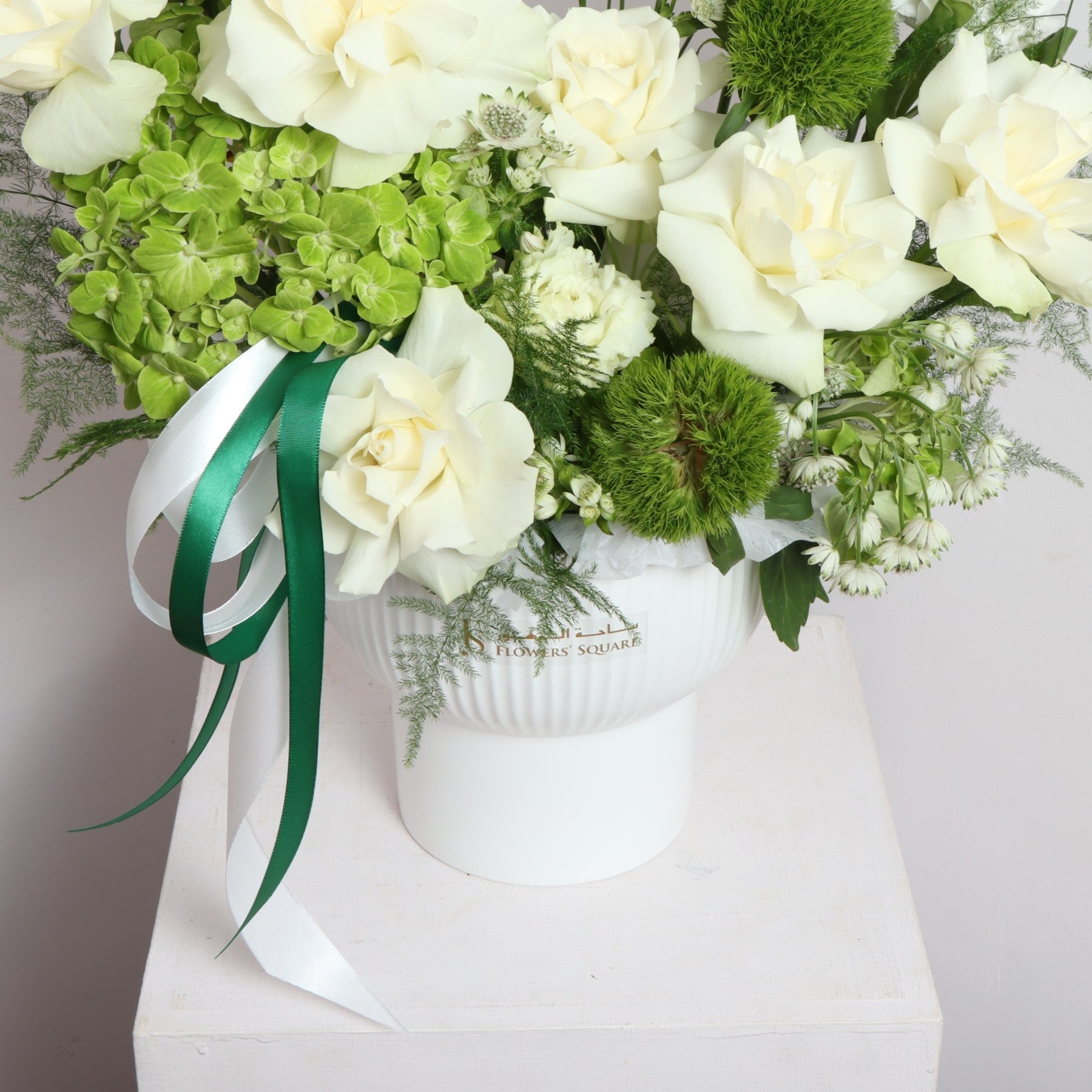 White & Green Flowers With Modern Vase (50cmx40cm)