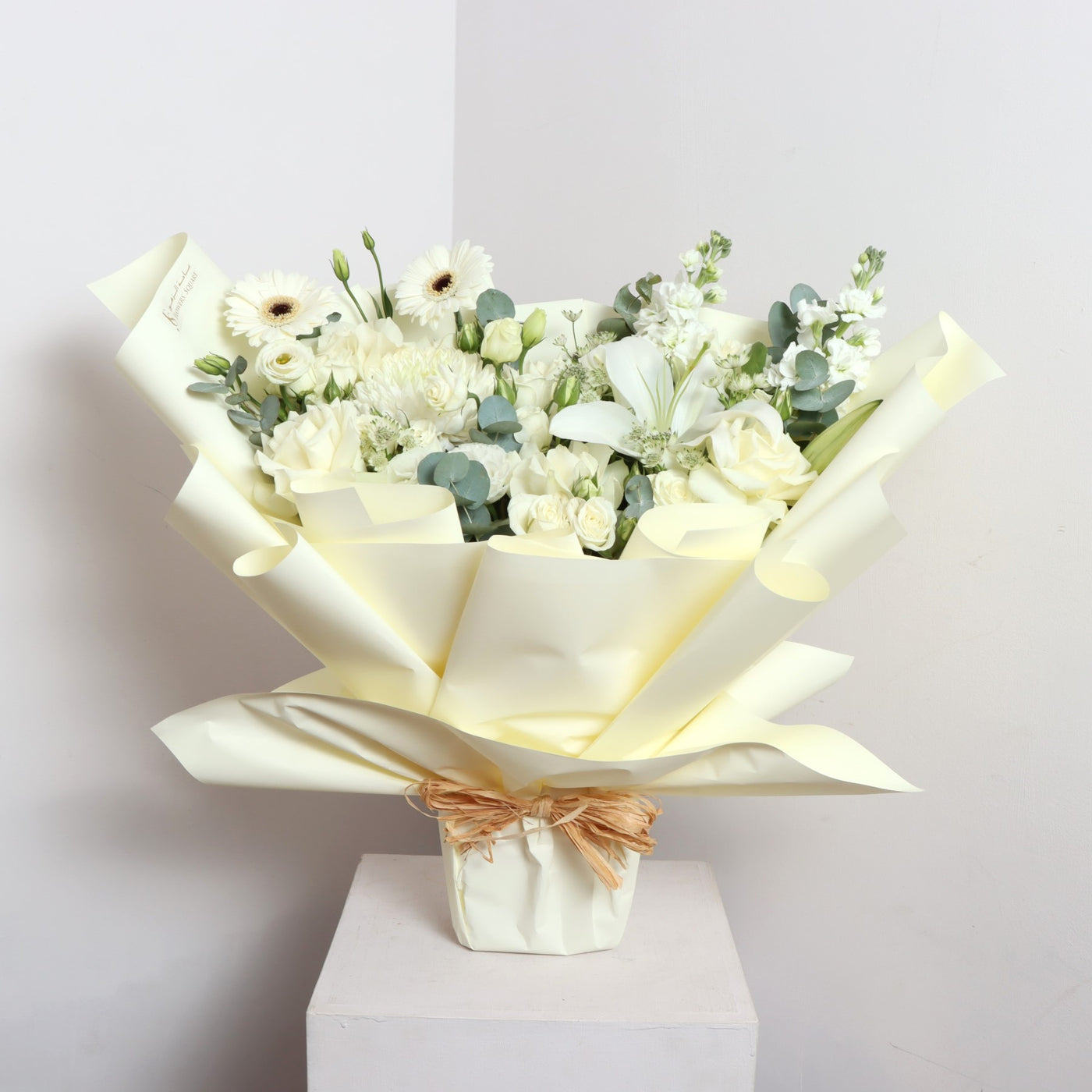 White Flowers Plush Bouquet (55cmx60cm)