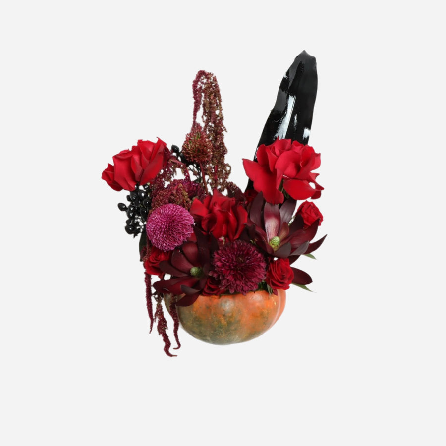 Maroon Pumpkin Flowers Arrangement (45cmx30cm)