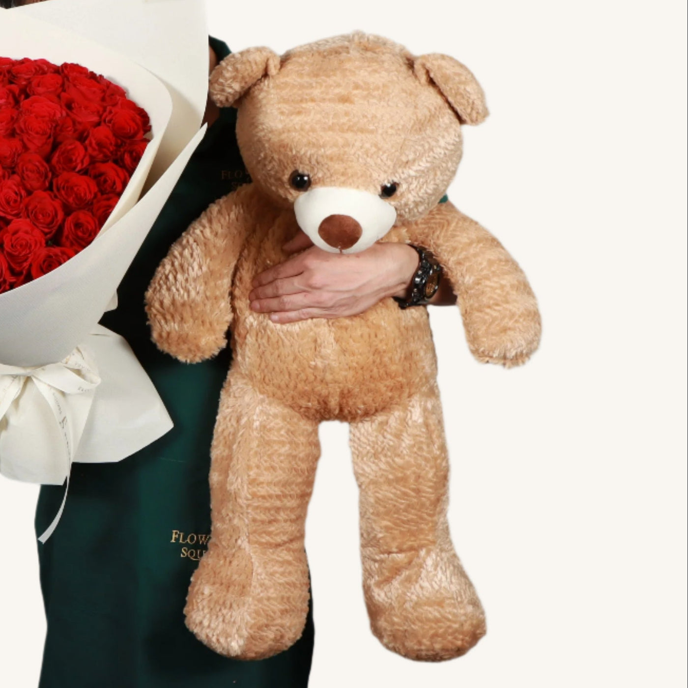 70 Roses Bouquet with Teddy Bear