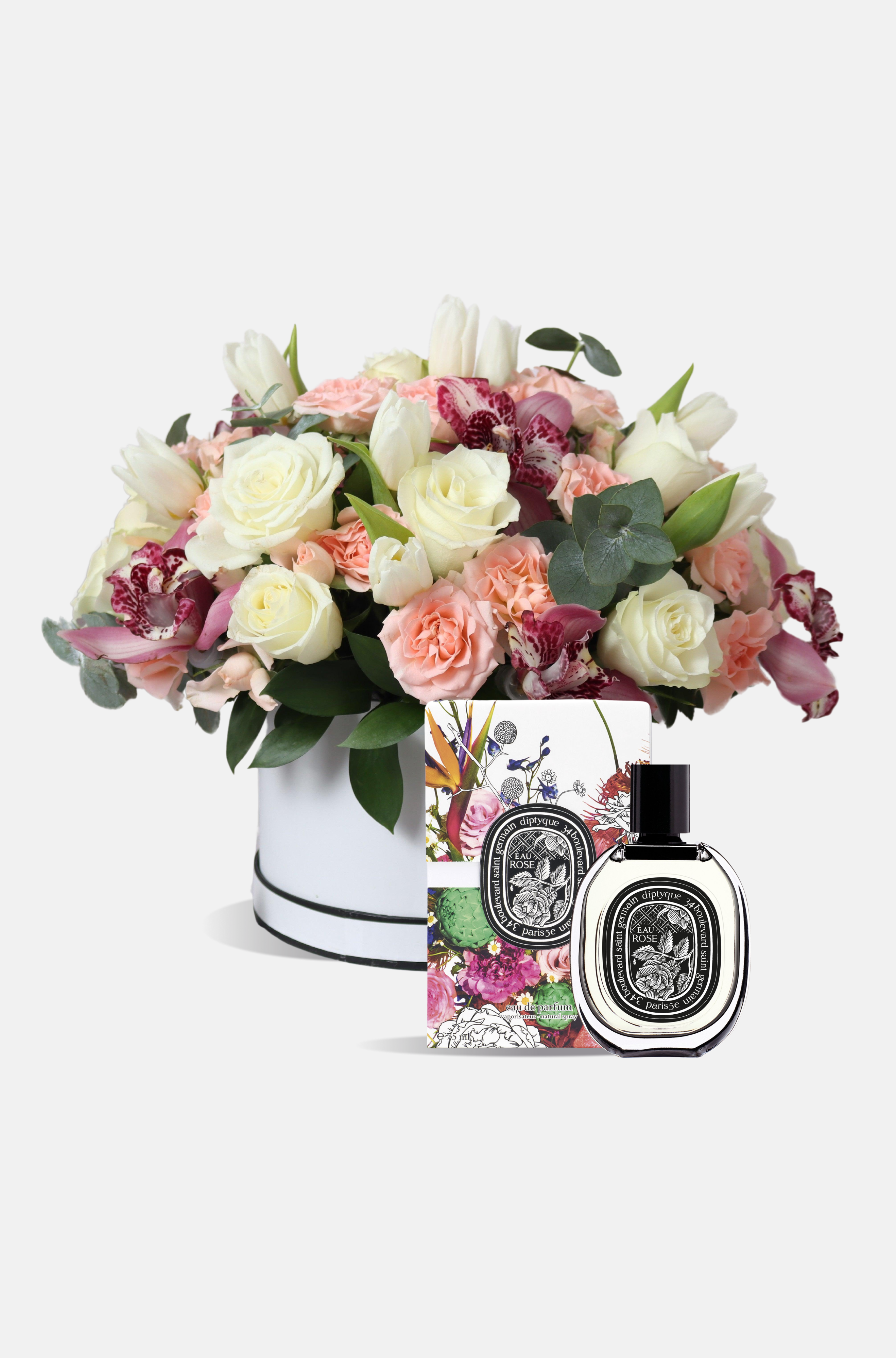 Round Flower Mix Box x DIPTYQUE Eau Rose EDP 50 ml