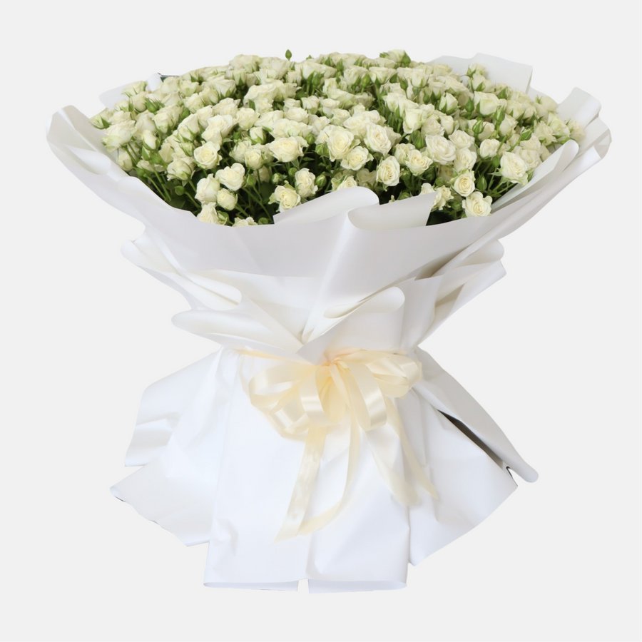 White Baby Roses Bouquet (75cmx75cm)