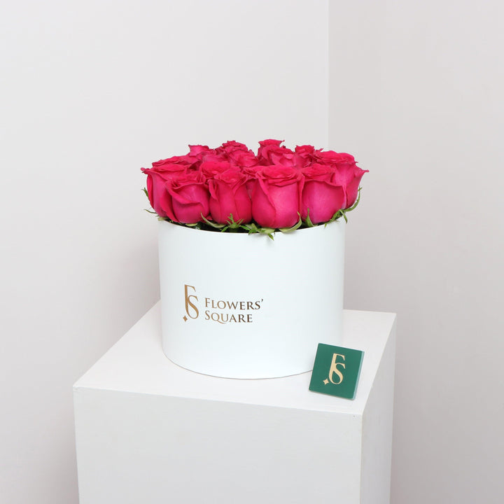 Fuchsia Roses Box Flowers in Dubai