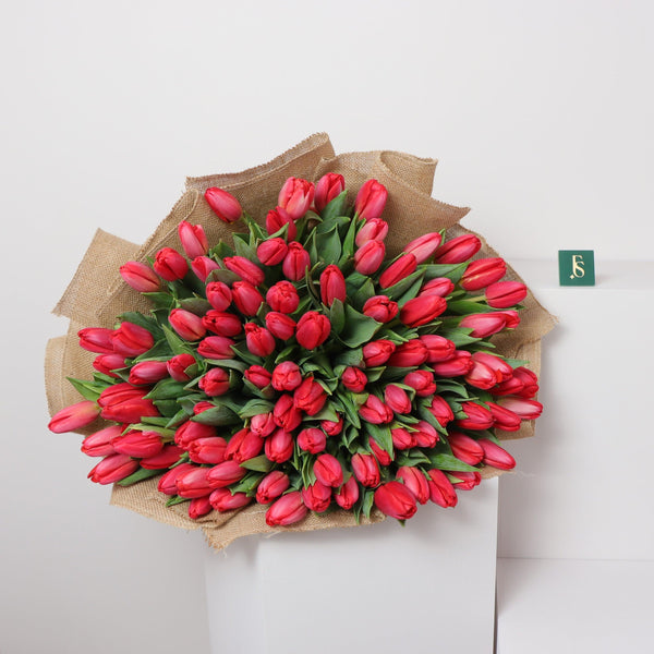 120 Red Tulip Bouquet in Dubai