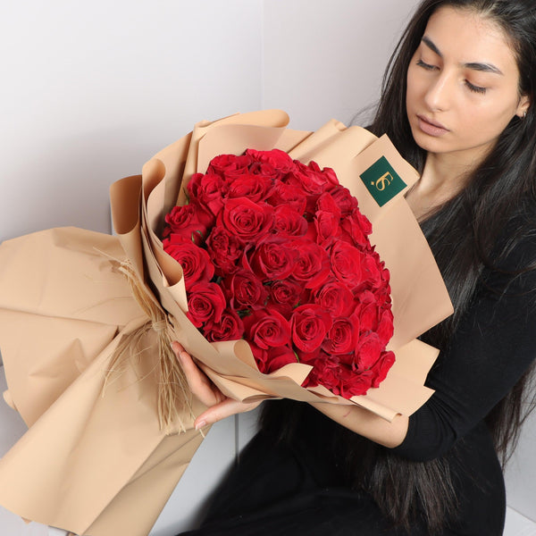 50 Red Roses Bouquet in Flowers' Square