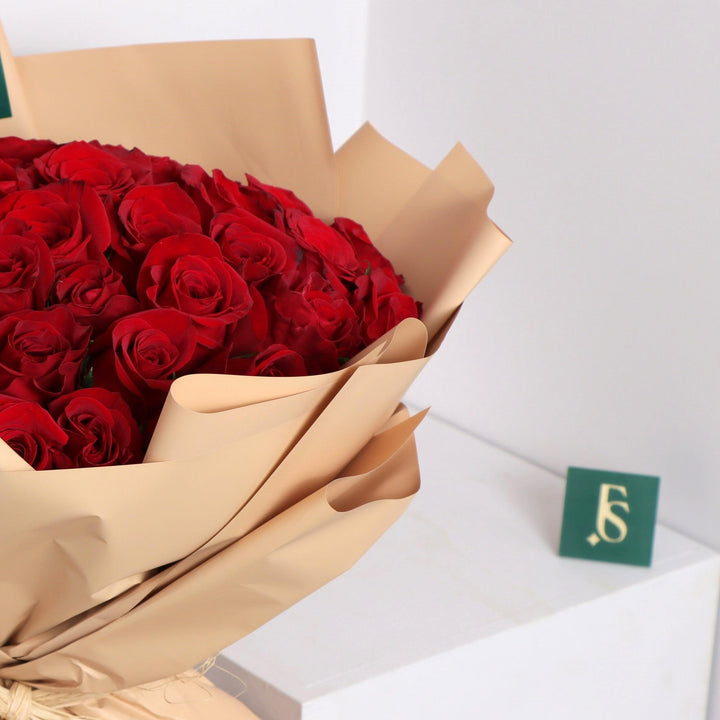 50 Red Roses Bouquet in Flowers Square Shop