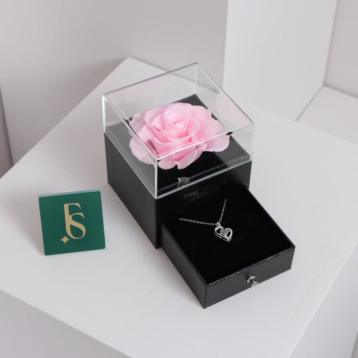 Bright Pink Forever Rose With Necklace in FS shop