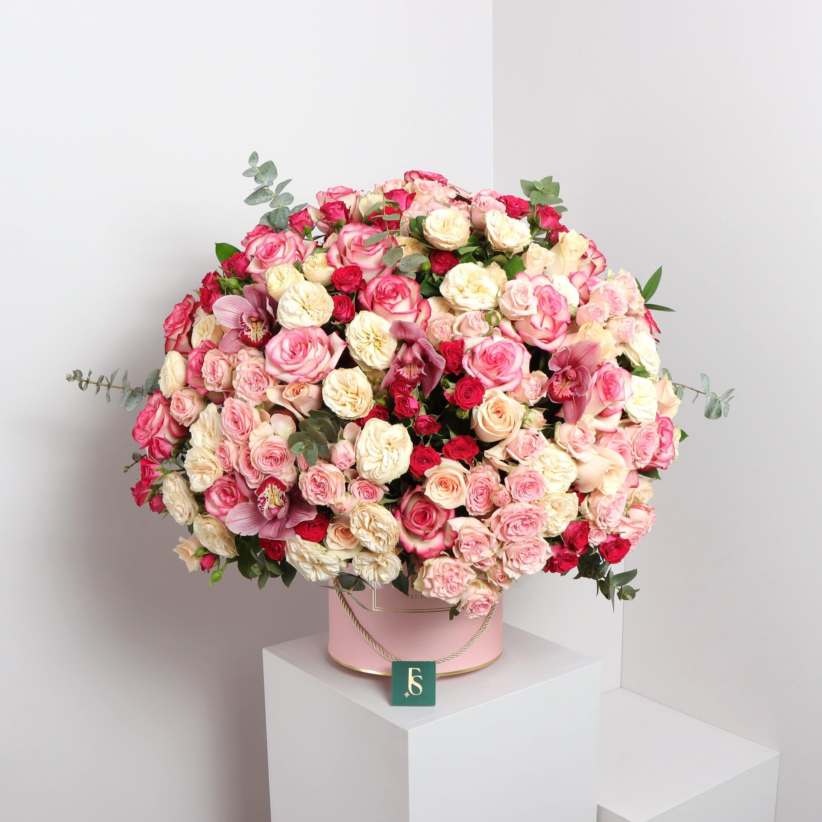 Floral Box of Roses and Orchids Euphoria Flowers in Dubai Flowers Square