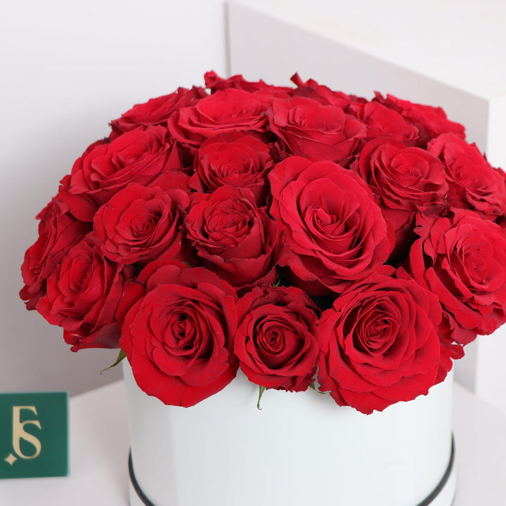 red box roses delivery