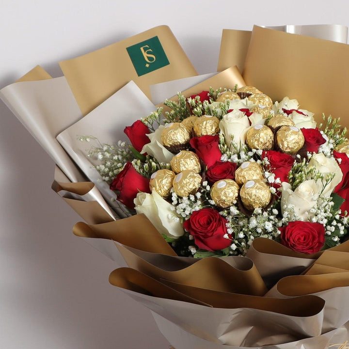 Red Roses and Ferrero Bouquet