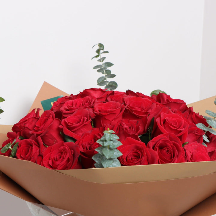 Red Roses in Beige Wrapping Buy online